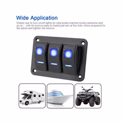 24V 12V Switch Panel 3 Buttons Car Light Toggle For Boat Truck Trailer - Red