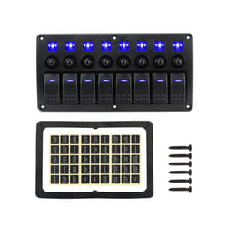 24V 12V Switch Panel 8 Buttons Car Lights Toggle Breaker Fuse Case Indicator - Blue