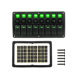 24V 12V Switch Panel 8 Buttons Car Lights Toggle Breaker Fuse Case Indicator - Green