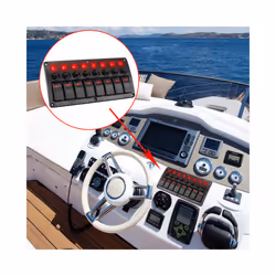 24V 12V Switch Panel 8 Buttons Car Lights Toggle Breaker Fuse Case Indicator - Green