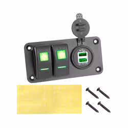 24V 12V Switch Panel 2 Button Car Light Toggle USB Charger 3.0 Motorcycle - Green