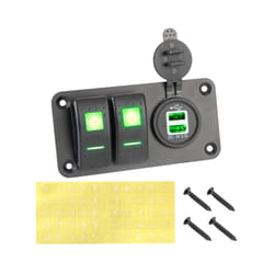 24V 12V Switch Panel 2 Button Car Light Toggle USB Charger 3.0 Motorcycle - Green