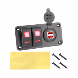 24V 12V Switch Panel 2 Button Car Light Toggle USB Charger 3.0 Motorcycle - Red
