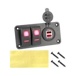 24V 12V Switch Panel 2 Button Car Light Toggle USB Charger 3.0 Motorcycle - Red