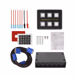 24V 12V Switch Panel 6 Buttons LED Touch Screen Car Light Toggle Relays - Black