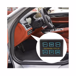 24V 12V Switch Panel 6 Buttons LED Touch Screen Car Light Toggle Relays - Black