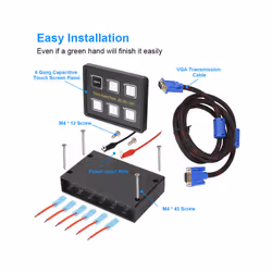 24V 12V Switch Panel 6 Buttons LED Touch Screen Car Light Toggle Relays - Black