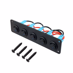 Rocker Toggle Switch Panel for RV Yacht Marine Boat Car Marine Waterproof - Black