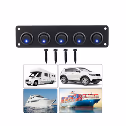 Rocker Toggle Switch Panel for RV Yacht Marine Boat Car Marine Waterproof - Black