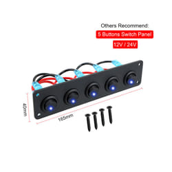 24V 12V Switch Panel 4 Buttons Car Light Toggle USB Chargers 3.0 Volt - 5buttons only