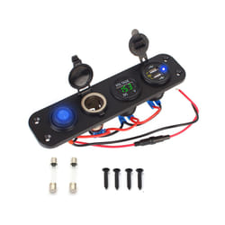 24V 12V Fuse Switch Panel Car Power Adapter USB Chargers 3.0 Light Toggle - Green light