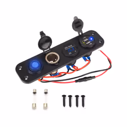 24V 12V Fuse Switch Panel Car Power Adapter USB Chargers 3.0 Light Toggle - Blue light