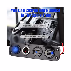 24V 12V Fuse Switch Panel Car Power Adapter USB Chargers 3.0 Light Toggle - Blue light