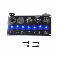 Car Switch Panel 7 Buttons Rocker Light Toggle PD USB Chargers 3.0 Socket - Green