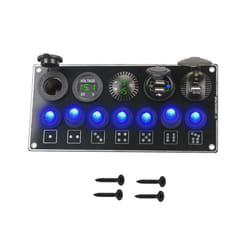 Car Switch Panel 7 Buttons Rocker Light Toggle PD USB Chargers 3.0 Socket - Green