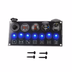 Car Switch Panel 7 Buttons Rocker Light Toggle PD USB Chargers 3.0 Socket - Red