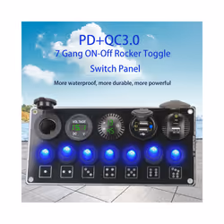 Car Switch Panel 7 Buttons Rocker Light Toggle PD USB Chargers 3.0 Socket - Red