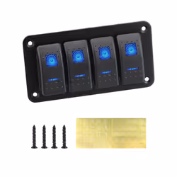 4 Buttons Car Switch Panel LED Light Toggle Rocker Parts Control Breaker - 4 gang blue