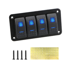 4 Buttons Car Switch Panel LED Light Toggle Rocker Parts Control Breaker - 4 gang blue