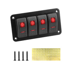 4 Buttons Car Switch Panel LED Light Toggle Rocker Parts Control Breaker - 4 gang red