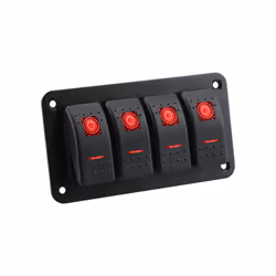 4 Buttons Car Switch Panel LED Light Toggle Rocker Parts Control Breaker - 4 gang red