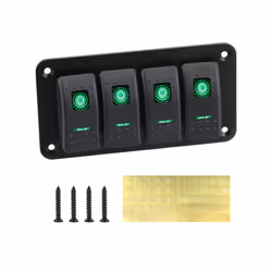 4 Buttons Car Switch Panel LED Light Toggle Rocker Parts Control Breaker - 4 gang green