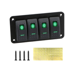 4 Buttons Car Switch Panel LED Light Toggle Rocker Parts Control Breaker - 4 gang green