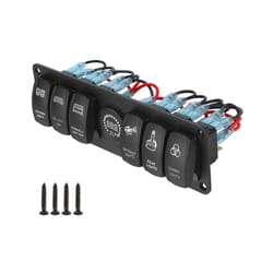 6 Gang 24V 12V Switch Panel Car Light Toggle Truck Buttons Voltage Test - Black