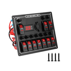 24V 12V Switch Panel 10 Buttons LED Light Toggle Circuit Breaker Test - Red