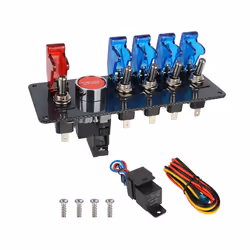12V Rocker Switch Panel Light Toggle Racing Car Starter Ignition Start - Blue