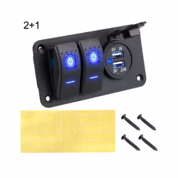 12V 24V 2/3 Button Light Toggle Switch Panel Circuit Breaker Power Adapter - 2 and 1