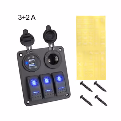 12V 24V 2/3 Button Light Toggle Switch Panel Circuit Breaker Power Adapter - 3 and 2 A Type