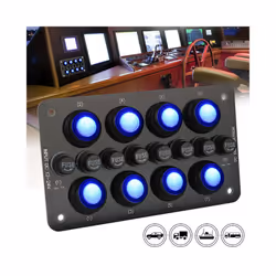 10A Fuse 12V 24V Switch Panel 8 Buttons Light Toggle Blue LED Indicator - Yellow