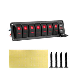 24V 12V Switch Panel 7 Buttons Car Light Toggle Breaker Volt Meter USB - Red