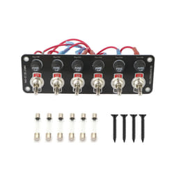 12V 24V 6 Gang Rocker Switch Panel With 10A Fuse On/Off Toggle Buttons - 6 Gang