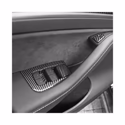 Car Window Lifter Switch Buttons Covers Interior Stickers Carbon Fiber - model3 2021 to 2023