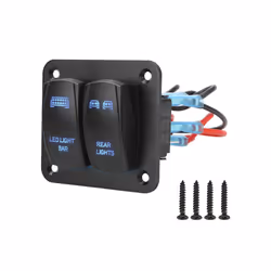 24V 12V 2 Buttons Light Toggle Circuit Breaker Switch Panel For Boat Car - Blue