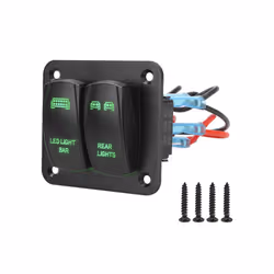 24V 12V 2 Buttons Light Toggle Circuit Breaker Switch Panel For Boat Car - Green
