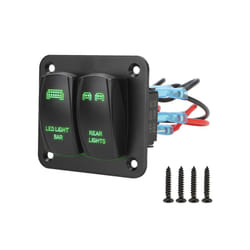 24V 12V 2 Buttons Light Toggle Circuit Breaker Switch Panel For Boat Car - Green