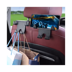 Car Seat Headrest Hook Carbon Fiber Mobile Phone Holder Auto Fastener - 2PCS B