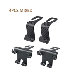 Car Seat Headrest Hook Carbon Fiber Mobile Phone Holder Auto Fastener - 4PCS MIxED