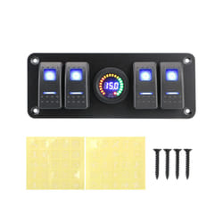 12/24V 4 Gang Rocker Switch Panel With Circuit Breaker Double Light ON-OFF - Blue