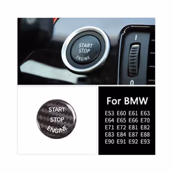 Carbon Fiber Start Stop Push Button Engine Ignition Switch Protective - black