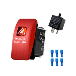 12V 20A Red Led HAZARD WARNING Rocker Switch Light Illumination Adjustable - Switch Relay