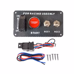 Car Accessory LED Toggle Ignition Switch Panel Engine Start Push Button - Black