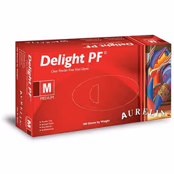 Aurelia Delight PF, Disposable gloves, Transparent, L, 100 pc(s), Vinyl, 240 mm