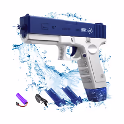 M1911 Glock Electric Water Gun - High-Quality Rechargeable Kids Toy with - Blue 2 Clips