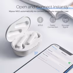 MPOW MX3 Bluetooth TWS Wireless Headphones HiFi IPX7 Earphones Earbuds