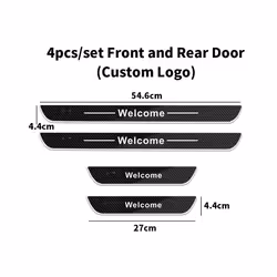 New Carbon fiber Customized Car Door illuminated Sill Logo Projector Lamp - For Welcome, 4pcs Set