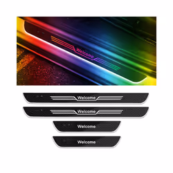 New4/2 Pcs Customized Car Door Sill Light RGB Colour Car Scuff Plate Pedal - Welcome, C-4Pcs